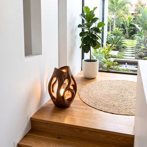 Hollow Flow Wood Table Lamp with Warm Inner Glow