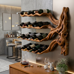 Tree Branch Solid Wood Wall Wine Rack