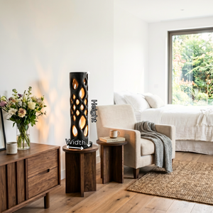 Lattice Glow Wood Table Lamp with Organic Cutouts