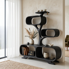 Organic Solid Wood Display Shelf with Tree-Inspired Open Compartments