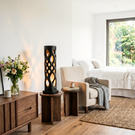 Lattice Glow Wood Table Lamp with Organic Cutouts