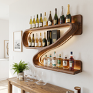 Modern Z-Shaped Solid Wood Wall Wine Rack
