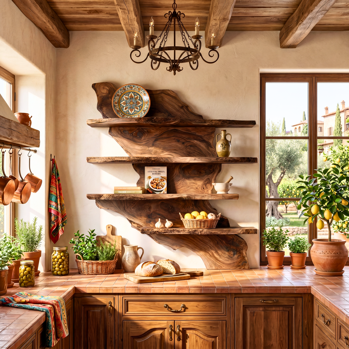 Wooden Wall Shelf Handmade Solid Wood Kitchen Display Shelves