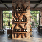 Sculptural Wooden Wine Display Organic Wall Mounted Bottle Rack