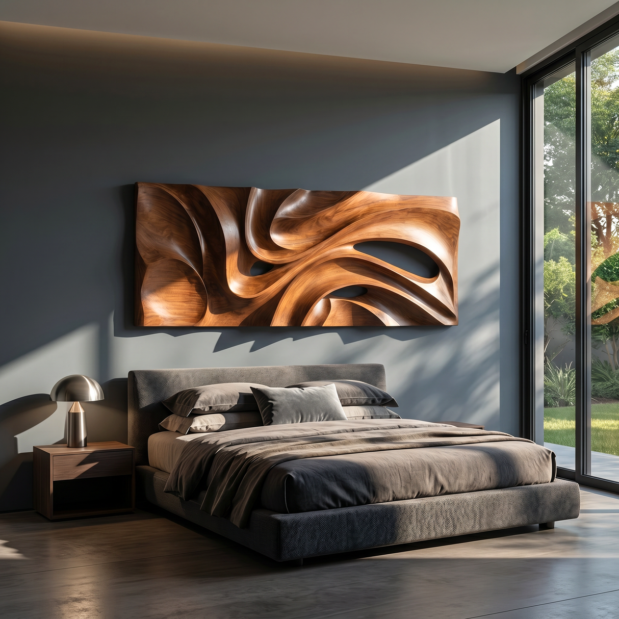 Flow Void Solid Wood Wall Sculpture Modern Organic Abstract Wooden Wall Art Panel