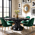 Dining Table with Flowing Pedestal Base and Organic Wood Top