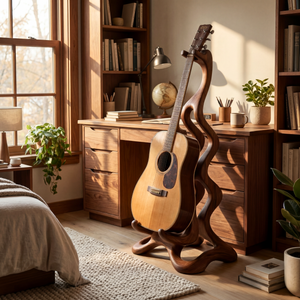 Wooden Guitar Stand with Organic Design for Acoustic Guitar Display
