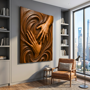 Handmade Abstract Wooden Hand Wall Sculpture Artwork