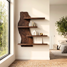 Coastal Live Edge Wooden Wall Shelf Handmade Floating Solid Wood Display Shelf