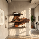 Rustic Live Edge Wooden Wall Shelf Handmade Floating Solid Wood Display Shelving