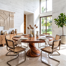 Dining Table with Twisted Pedestal Base and Round Solid Wood Top