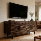 Solid Wood Sculpted Media Console for Modern Living