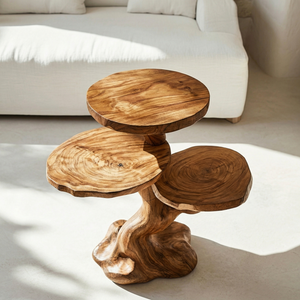 Sculptural Tree Form Accent Table with Three Round Display Tops