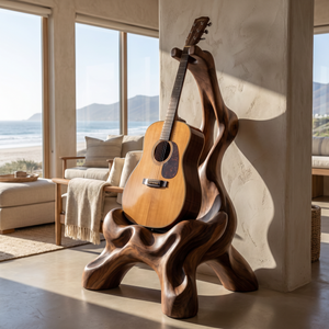 Organic Sculptural Guitar Stand Handmade Wooden Guitar Holder