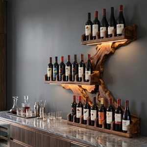 Organic Flow Solid Wood Wine Rack Wall Shelf