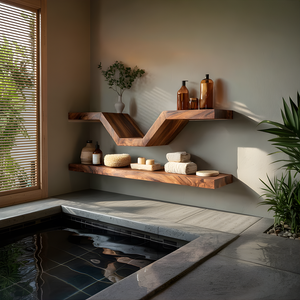 Modern Zigzag Floating Wood Wall Shelves