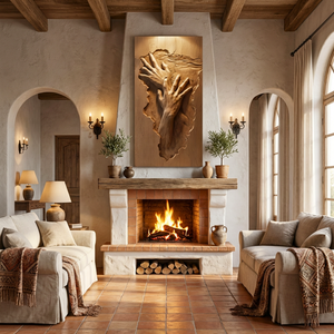 Wall Art Solid Wood Abstract Hand Sculpture for Living Room Decor