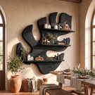 Tropical Leaf Solid Wood Wall Shelf for Nature Inspired Living Room Decor
