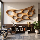 Wall Sculpture Sculptural Drift with Carved Organic Openings