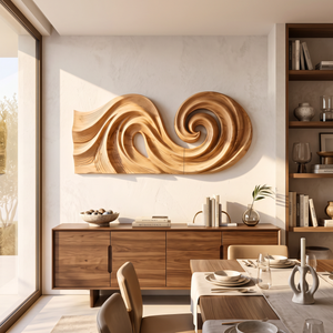 Double Spiral Flow Wood Wall Sculpture