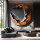 Round Wood Wall Sculpture with Open Center and Raw Carved Edge