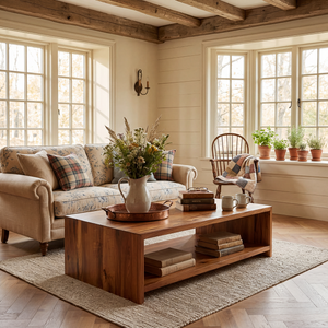 Solid Wood Coffee Table with Clean Open Shelf Design