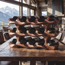 Layered Wave Sculptural Solid Wood Wine Rack Horizontal Bottle Holder for Tabletop Storage