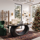 Sculptural Solid Wood Executive Desk with Organic Oval Base