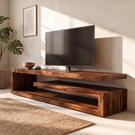 TV Console Solid Wood with Open Shelving for Living Room