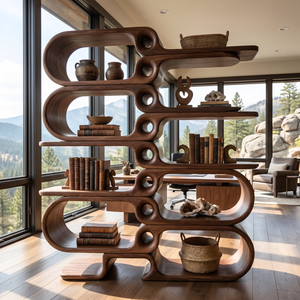 Sculptural Bookshelf Design Handmade Organic Modern Display Shelf Contemporary Storage Unit