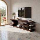 Sculptural Live Edge Wood TV Stand with Flowing Base