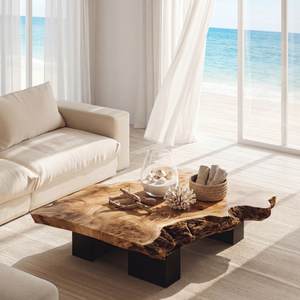 Solid Wood Live Edge Coffee Table for Modern Living Room