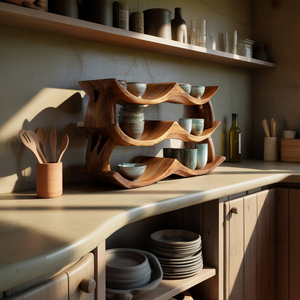 Sculptural Solid Wood Countertop Display Shelf Stand