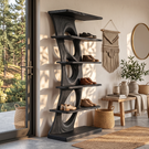 Shoe Cabinet Solid Wood Tall Open Shoe Storage Rack for Entryway Bedroom and Closet (Copy)