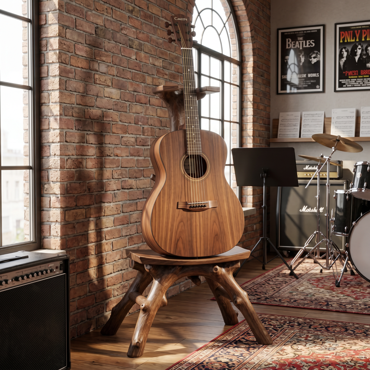 Driftwood Guitar Holder Handmade Wooden Floor Stand