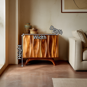 Modern Wooden Sideboard with Unique Natural Wood Grain Doors Organic Style Storage Cabinet