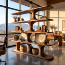 Sculptural Wood Shelving Modern Organic Bookshelf Handmade Contemporary Display Storage Unit