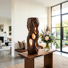 Wavescape Wood Table Lamp with Organic Cutouts