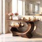 Organic Wooden Console Table Handmade Sculptural Entryway Shelf