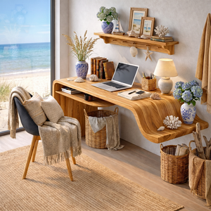 Organic Floating Writing Desk with Flowing Sculptural Edge