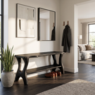 Handcrafted Solid Wood Shoe Bench with Organic Legs and Open Storage Shelf