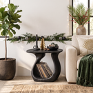 Sculptural Solid Wood Side Table with Open Loop Base