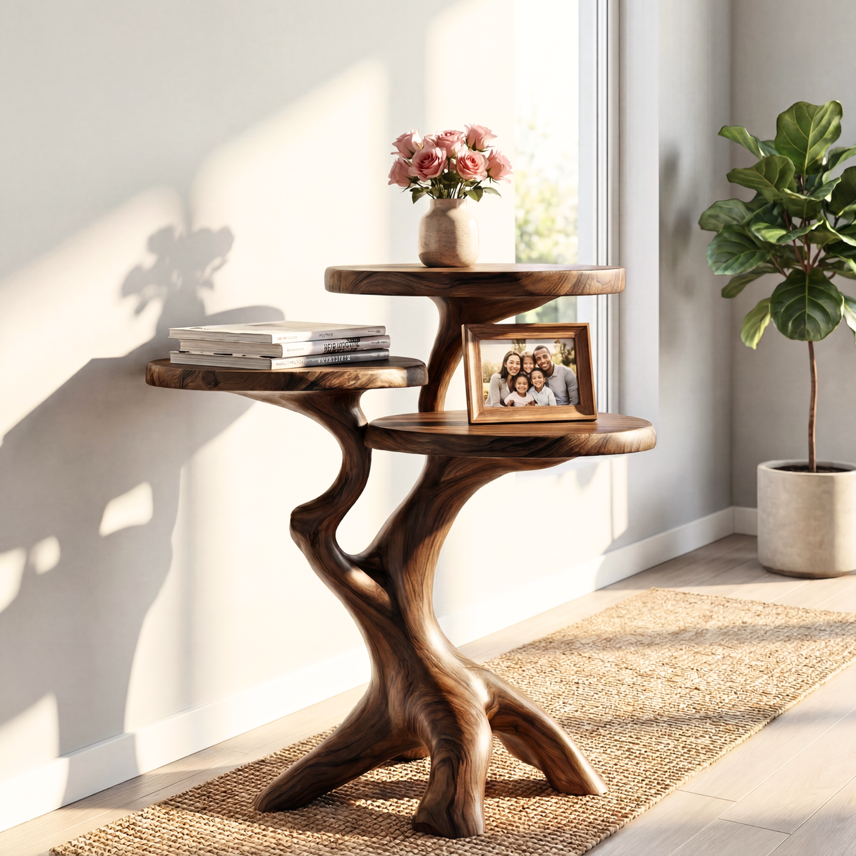 Organic Spa Side Table Handmade Tree Root Display Stand