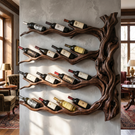 Organic Branch Solid Wood Wine Rack Wall Shelf