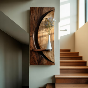 Solid Wood Crescent Wall Shelf Sculpture for Modern Home