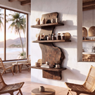 Organic Live Edge Solid Wood Wall Shelf Sculptural Floating Storage