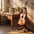 Sculptural Guitar Holder Handmade Wooden Instrument Stand