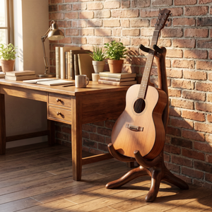Sculptural Guitar Holder Handmade Wooden Instrument Stand