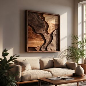 Organic Solid Wood Wall Sculpture Panel for Modern Interiors