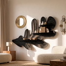 Organic Leaf Solid Wood Wall Shelf with Sculptural Floating Display Shelves